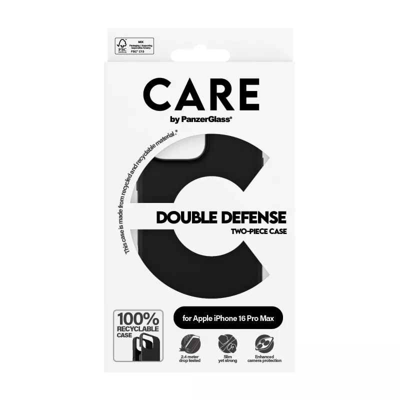 PanzerGlass CARE Feature Case Double Defense puzdro na iPhone 16 Pro Max 6,9 palca, čierne