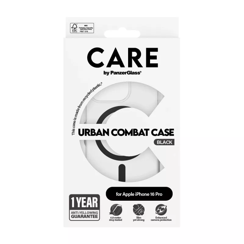 PanzerGlass CARE™ by ® Urban Combat Case Transparent s Black MagSafe iPhone 16 Pro