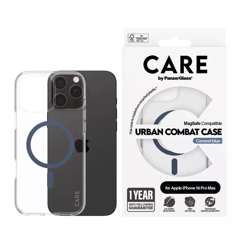 Puzdro PanzerGlass CARE by Flagship puzdro Transparent Urban Combat Blue MagSafe iPhone 16 Pro Max