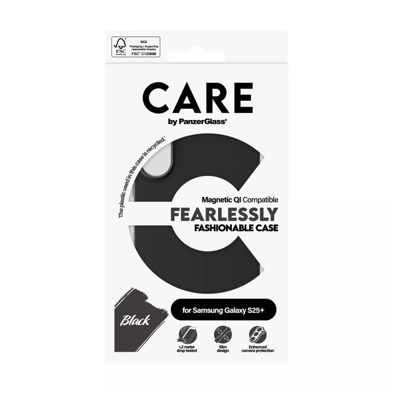 PanzerGlass CARE™ by ® puzdro čierne s Qi kompatibilitou Samsung Galaxy S25+