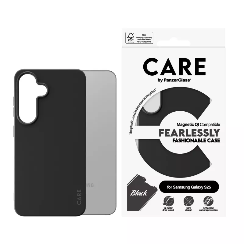 PanzerGlass CARE™ by ® puzdro čierne s Qi kompatibilné Samsung Galaxy S25