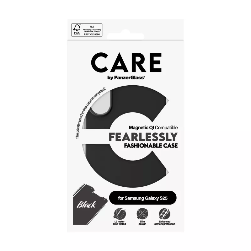 PanzerGlass CARE™ by ® puzdro čierne s Qi kompatibilné Samsung Galaxy S25