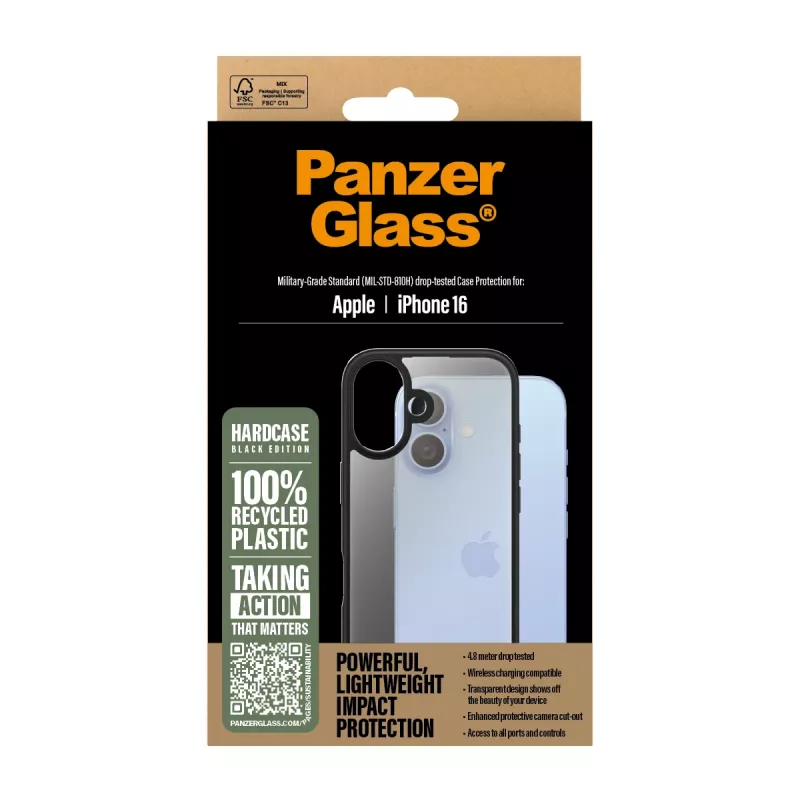 PanzerGlass HardCase puzdro pre iPhone 16, čierne, 1295