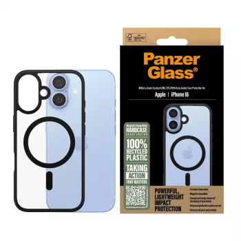 PanzerGlass ® HardCase transparentné s čiernym MagSafe rámom pre iPhone 16