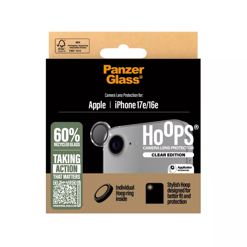 PanzerGlass ® Hoops® ochrana šošovky fotoaparátu transparentná iPhone 17e | 16e