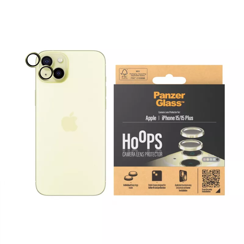 PanzerGlass ® Hoops® ochrana šošovky fotoaparátu žltá iPhone 15 | 15 Plus