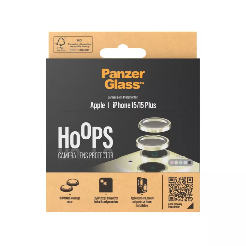PanzerGlass ® Hoops® ochrana šošovky fotoaparátu žltá iPhone 15 | 15 Plus