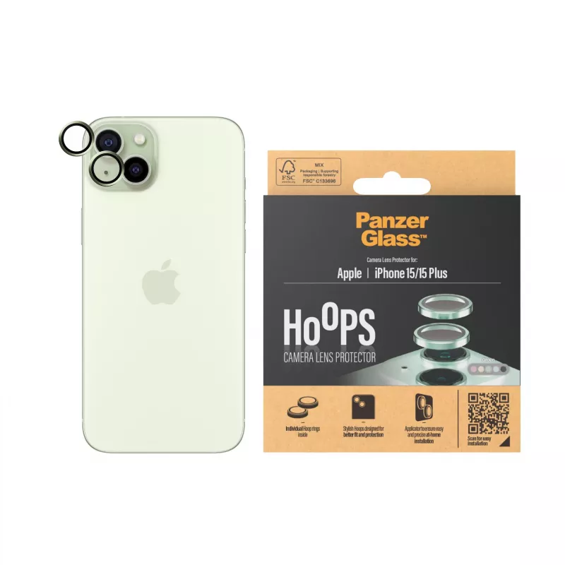 PanzerGlass ® Hoops® ochrana šošovky fotoaparátu zelená iPhone 15 | 15 Plus