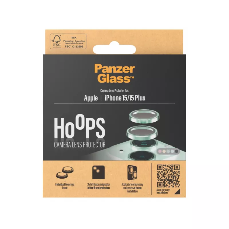 PanzerGlass ® Hoops® ochrana šošovky fotoaparátu zelená iPhone 15 | 15 Plus