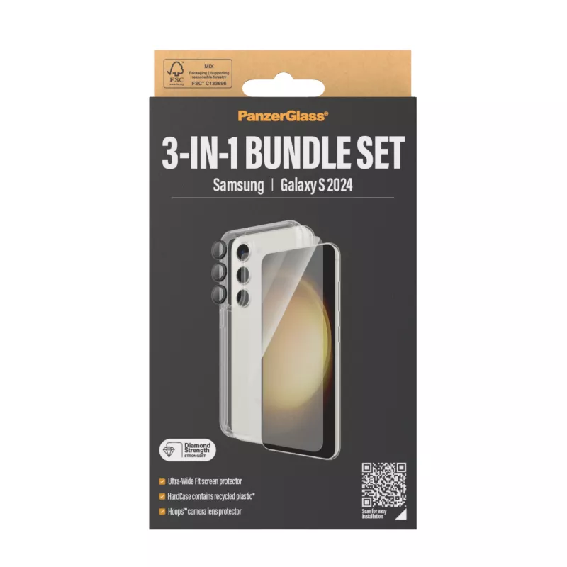 PanzerGlass ® 3-in-1 Bundle Samsung Galaxy S24 | Ultra-Wide Fit s EasyAligner