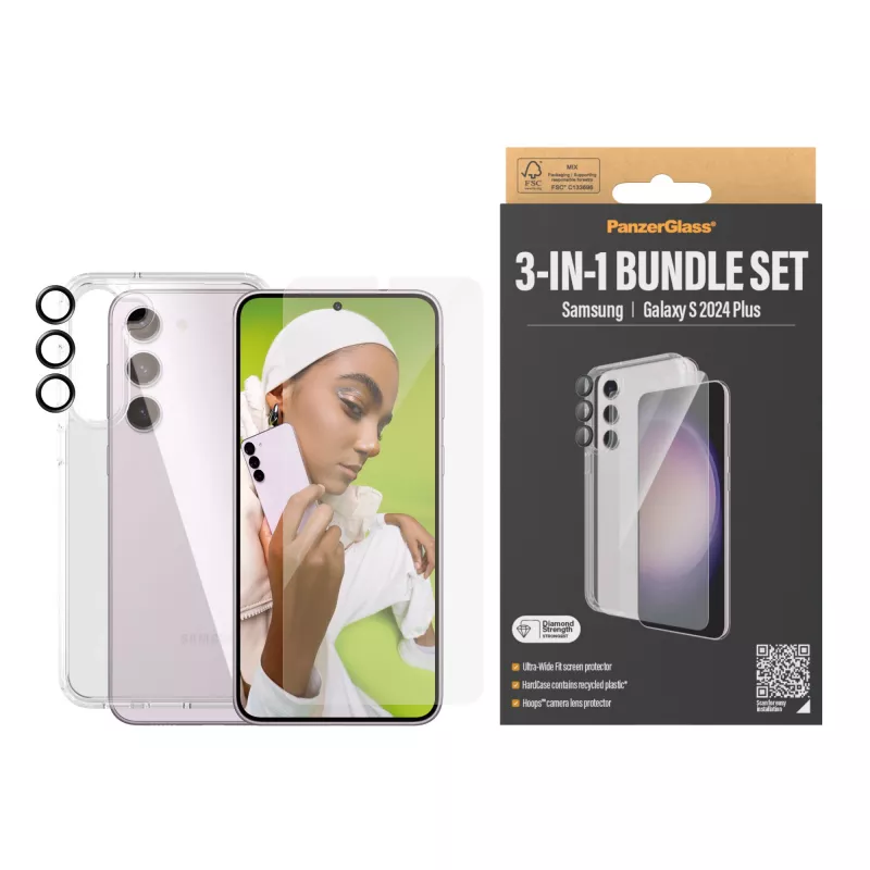 PanzerGlass ® 3-in-1 Bundle Samsung Galaxy S24+ | Ultra-Wide Fit s EasyAligner