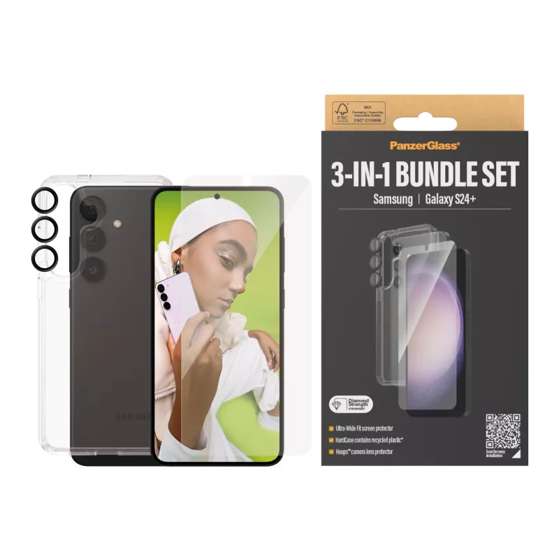 PanzerGlass ® 3-in-1 Bundle Samsung Galaxy S24+ | Ultra-Wide Fit s EasyAligner