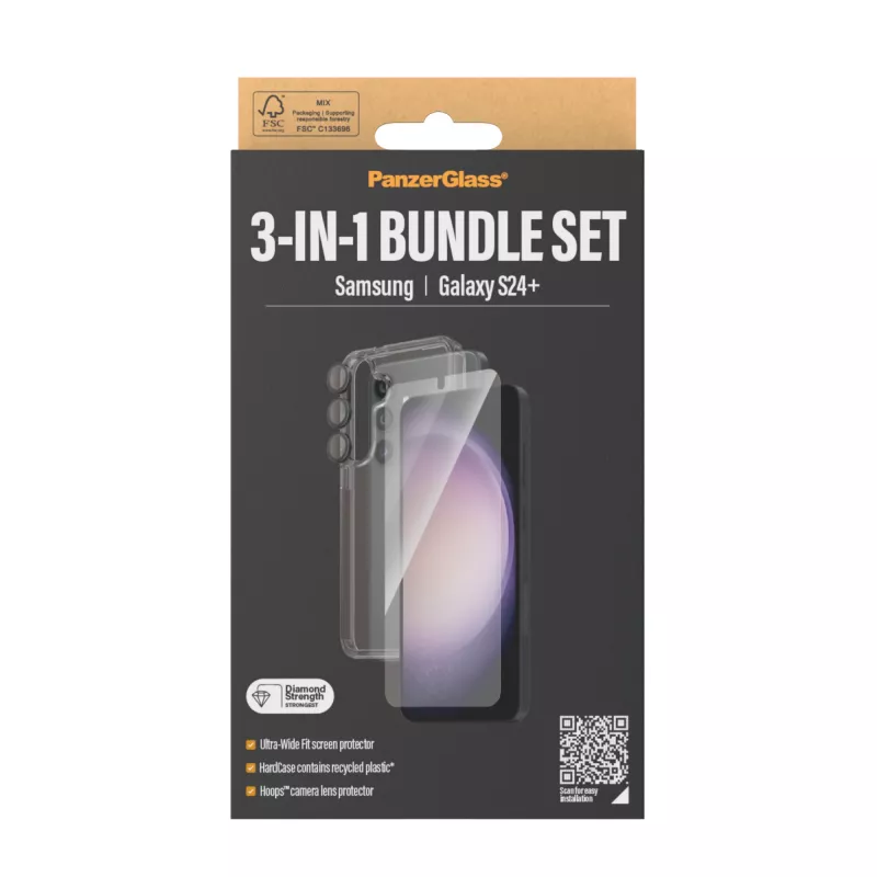 PanzerGlass ® 3-in-1 Bundle Samsung Galaxy S24+ | Ultra-Wide Fit s EasyAligner