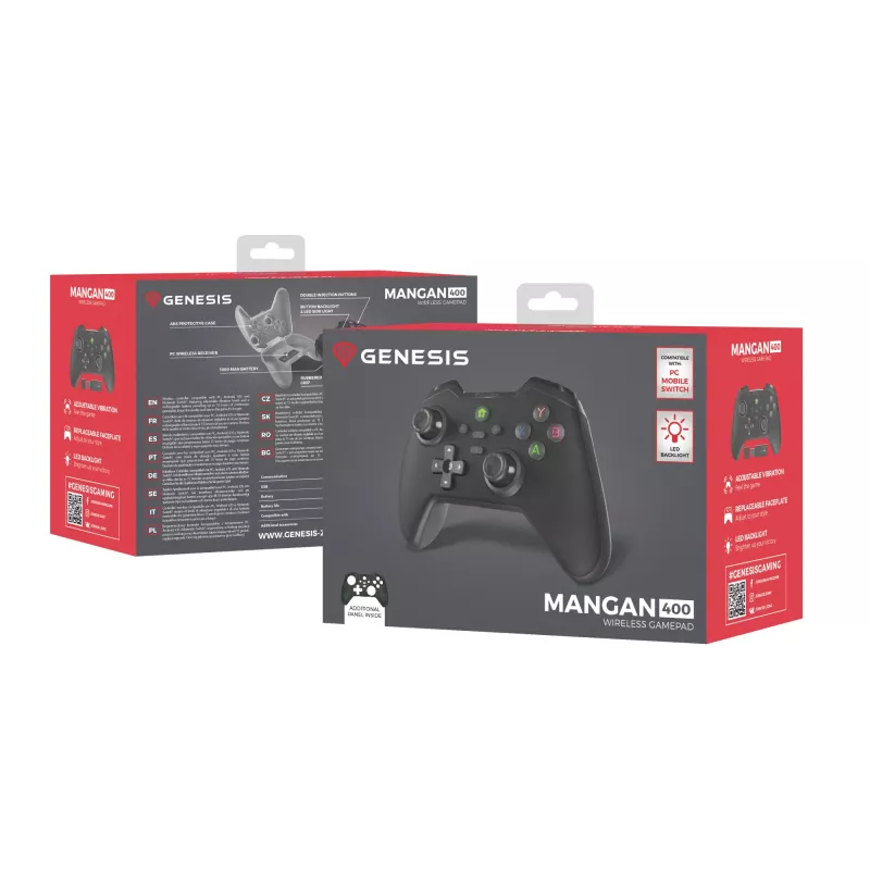 GENESIS Mangan 400 čierny Bluetooth gamepad analógový / digitálny Android, MAC, Nintendo Switch, PC, iOS