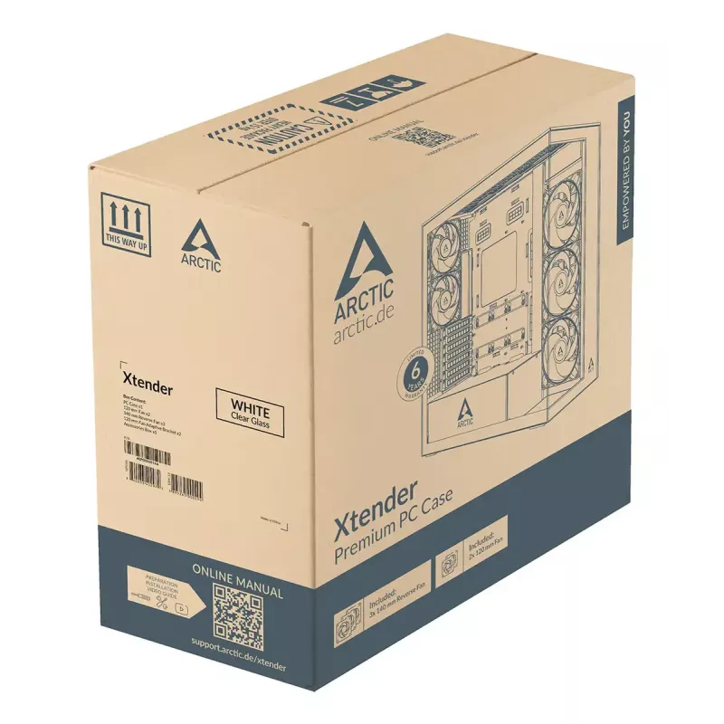 ARCTIC Xtender VG (biela) Premium E-ATX PC skriňa s vertikálnou montážou GPU