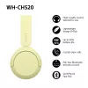 Sony WHCH520Y.CE7, bezdrôtový, hovory/hudba, 20 - 20000 Hz, 147 g, headset, žltá