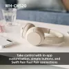 Sony WHCH520Y.CE7, bezdrôtový, hovory/hudba, 20 - 20000 Hz, 147 g, headset, žltá