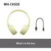 Sony WHCH520Y.CE7, bezdrôtový, hovory/hudba, 20 - 20000 Hz, 147 g, headset, žltá
