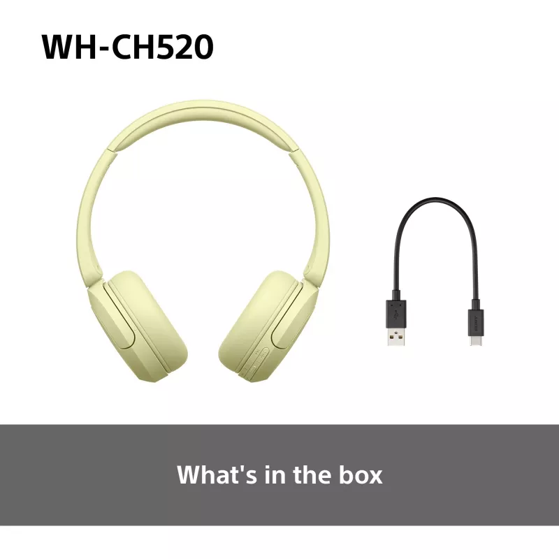 Sony WHCH520Y.CE7, bezdrôtový, hovory/hudba, 20 - 20000 Hz, 147 g, headset, žltá