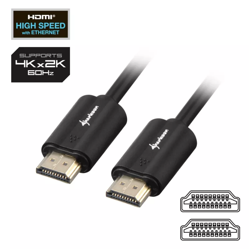 SHARKOON High Speed HDMI kábel - Ultra HD 4K M/M 1 m