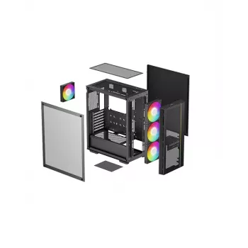 PC skriňa DeepCool MATREXX 55 MESH V4 C Midi Tower čierna — ATX, temperované sklo, predná mriežka, USB-C
