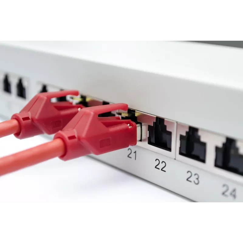 Patch panel DIGITUS DN-91624S-EA 19 palcov, CAT6A trieda EA, tienený, 24-portový RJ45, LSA, 1U, svetlosivý RAL 7035