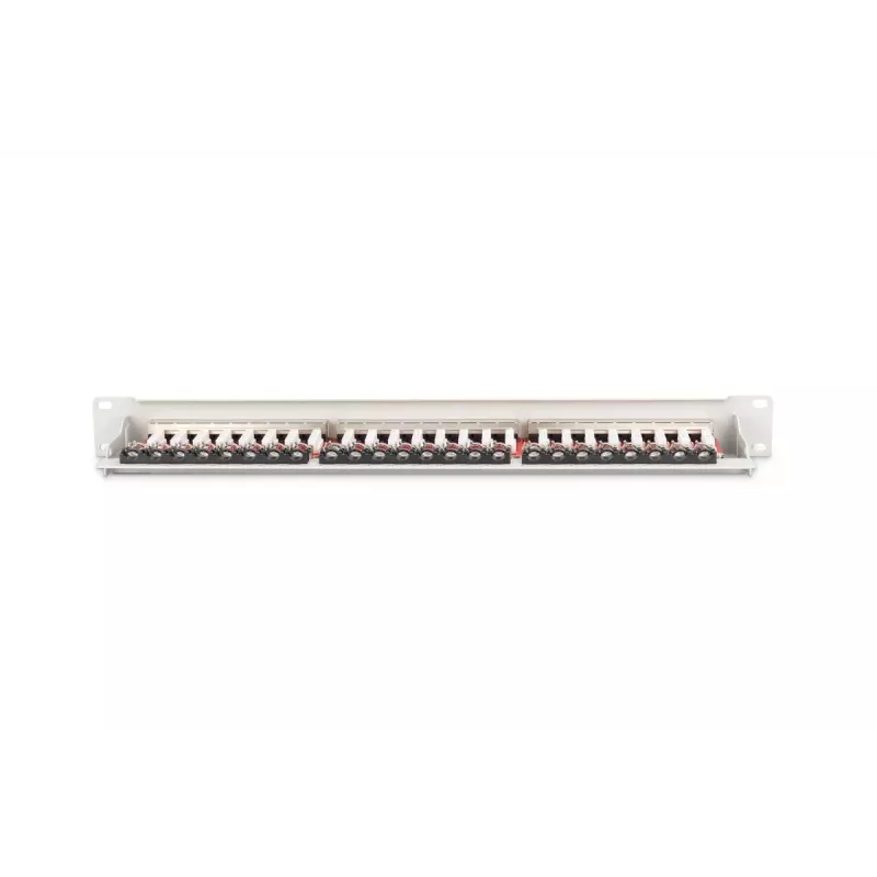 Patch panel DIGITUS DN-91624S-EA 19 palcov, CAT6A trieda EA, tienený, 24-portový RJ45, LSA, 1U, svetlosivý RAL 7035