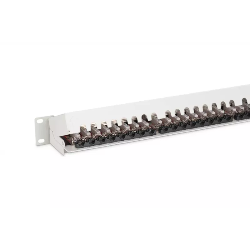 Patch panel DIGITUS DN-91624S-EA 19 palcov, CAT6A trieda EA, tienený, 24-portový RJ45, LSA, 1U, svetlosivý RAL 7035