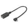 DIGITUS USB 2.0 adaptérový kábel, OTG, Type Micro B - A M/F, 15 cm, kompatibilný s USB 2.0, pravoúhlý, čierny