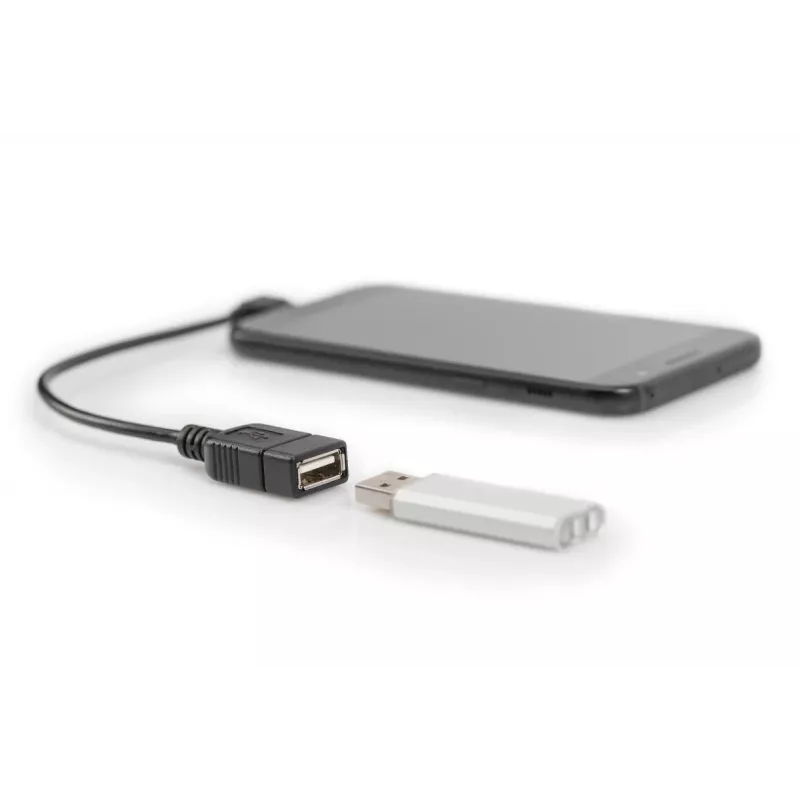 DIGITUS USB 2.0 adaptérový kábel, OTG, Type Micro B - A M/F, 15 cm, kompatibilný s USB 2.0, pravoúhlý, čierny