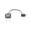 DIGITUS USB 2.0 adaptérový kábel, OTG, Type Micro B - A M/F, 15 cm, kompatibilný s USB 2.0, pravoúhlý, čierny