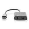 DIGITUS USB Type-C rozbočovací kábel, typ C – 3,5 mm + typ C M/F/F, 20 cm čierny