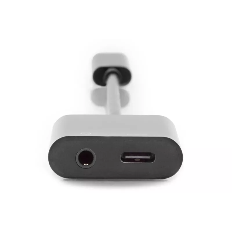 DIGITUS USB Type-C rozbočovací kábel, typ C – 3,5 mm + typ C M/F/F, 20 cm čierny