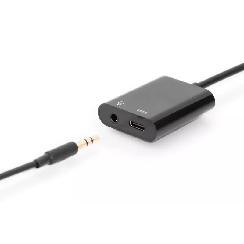 DIGITUS USB Type-C rozbočovací kábel, typ C – 3,5 mm + typ C M/F/F, 20 cm čierny