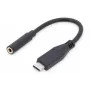 DIGITUS USB Type-C audio adaptérový kábel, Type-C - 3,5 mm M/F, 20 cm, audio vstup/výstup, verzia 3.1, CE, čierny