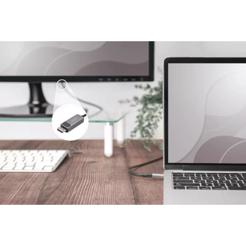 DIGITUS USB Type C na DP adaptérový kábel 8K@30Hz, HBR3, hliníkové puzdro, čierna, 2m