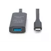 DIGITUS Aktívny predlžovací kábel USB-C – 5G USB 3.2 Gen1 USB-C – USB-A (M/F) – 5 m