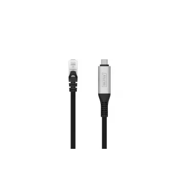 DIGITUS USB-C 3.2 Gen1 - RJ45 Ethernet kábel - CAT6a S/FTP čierna - 15 m