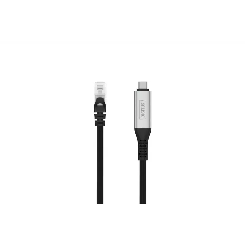DIGITUS USB-C 3.2 Gen1 - RJ45 Ethernet kábel - CAT6a S/FTP čierna - 15 m