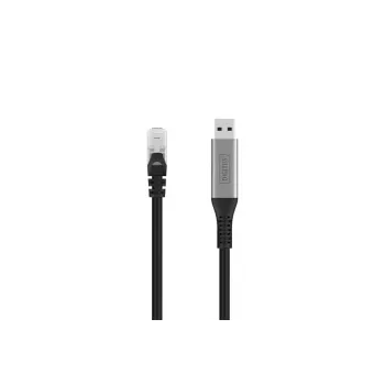 DIGITUS USB 3.2 Gen1 - RJ45 Ethernet kábel - CAT6a S/FTP čierna - 5 m