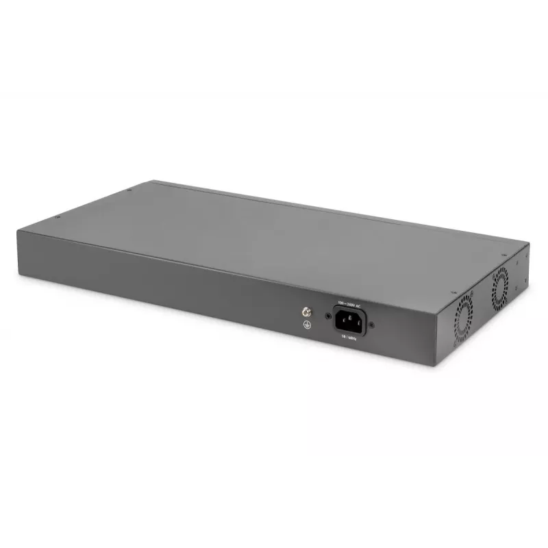 Switch Digitus DN-95343 24-portový Fast Ethernet PoE, 2x Gigabit Combo TP/SFP, 370 W