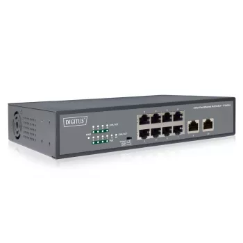 DIGITUS Fast Ethernet PoE af/at 8-portový switch + 2 uplinky 120W PoE rozpočet, rackový