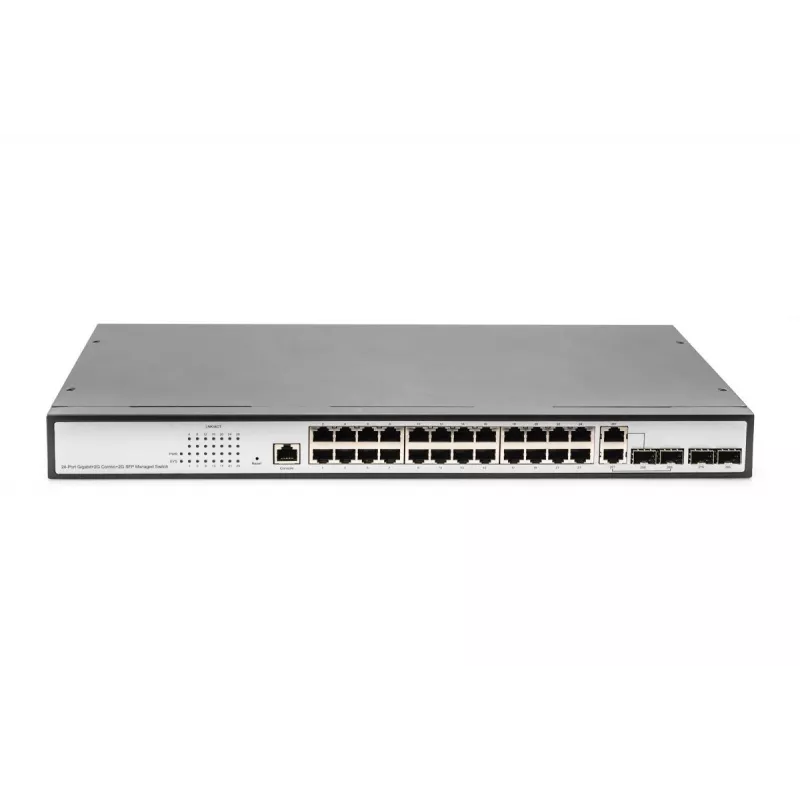 DIGITUS L2 spravovaný Gigabit Ethernet switch 24-portový + 2 Combo a 2 SFP uplink porty
