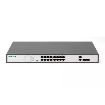 DIGITUS Fast Ethernet PoE switch 16-portový PoE + 2 Combo. 250 W PoE rozpočet