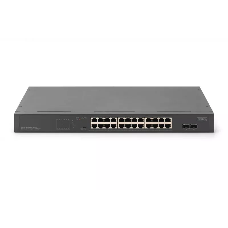 DIGITUS Nespravovaný PoE switch - 24-portový Gigabit + 2-portový Gigabit SFP