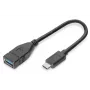 DIGITUS USB Type-C adaptérový kábel, OTG, Type-C - A samec/samica, 15 cm Super Speed čierny