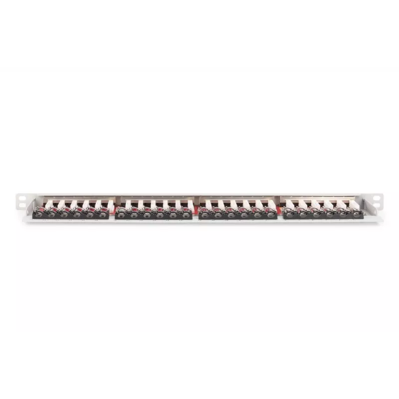 DIGITUS patch panel CAT6A EA tienený, 24-portový RJ45 ochrana proti prachu, 8P8C, 0,5U, sivá RAL 7035