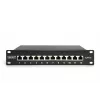 DIGITUS CAT6A patch panel, tienený, 12-portový pole na označenie, 1U, 10 inch racková montáž, čierny RAL 9005