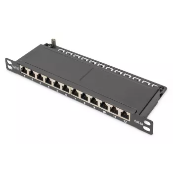 DIGITUS CAT6A patch panel, tienený, 12-portový, 1/2U, 10
