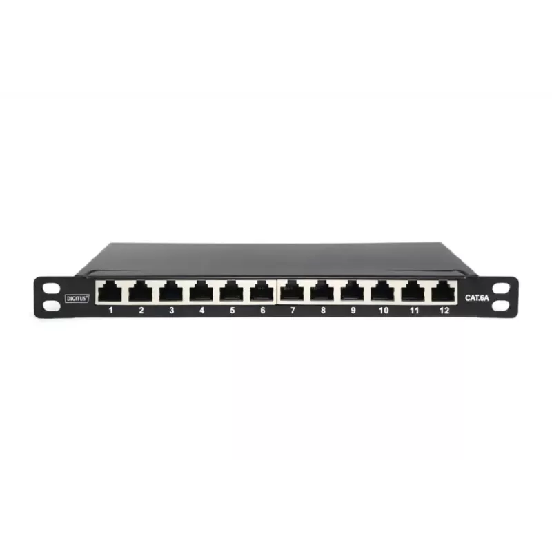 DIGITUS CAT6A patch panel, tienený, 12-portový, 1/2U, 10